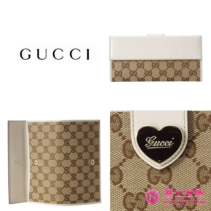 GUCCI/グッチ 2012年春夏HEART定番キャンバスGG柄ハートディテール付きWホック長財布 203550 FFPAG 9761 